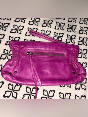 Banana Republic Magenta Leather Wristlet Clutch